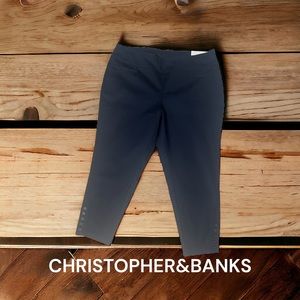 CHRISTOPHER & BANKS, SIZE 18W, SIGNATURE SLIMMING, DARK BLUE, ANKLE PANTS.
